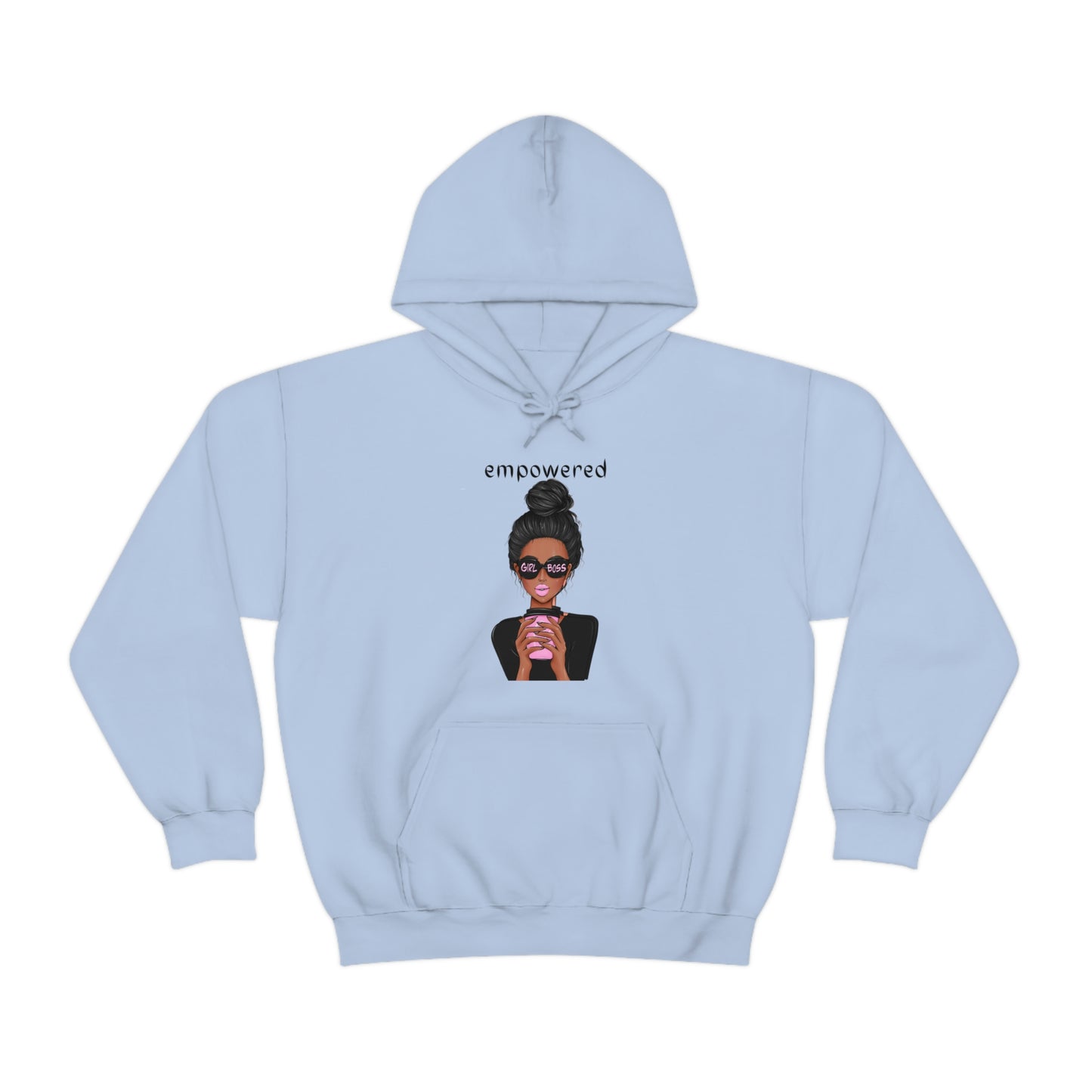 Empowered Girl (African American with black hair) Boss Hooded Sweatshirt