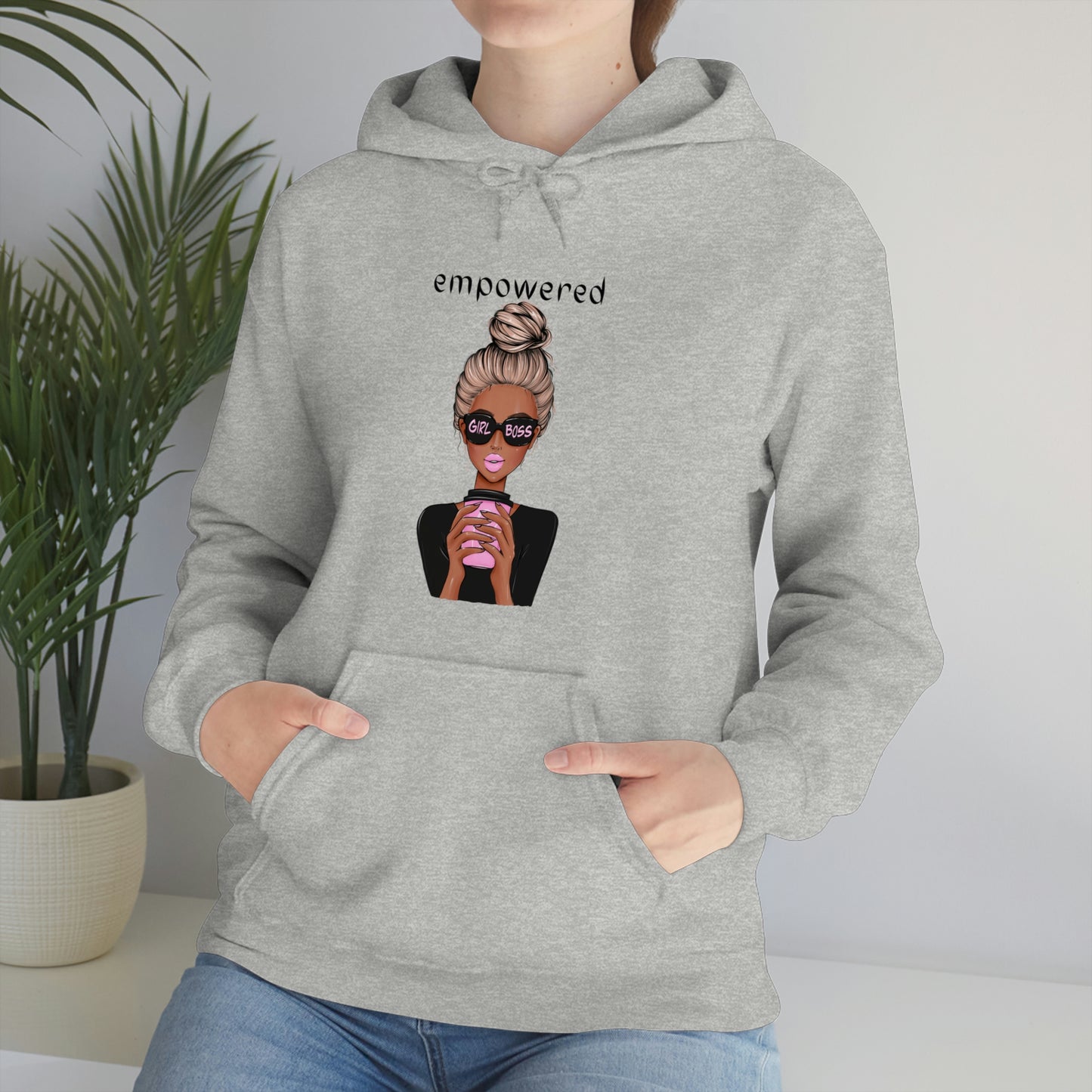 Empowered Girl (African American with blond hair) Boss Hooded Sweatshirt