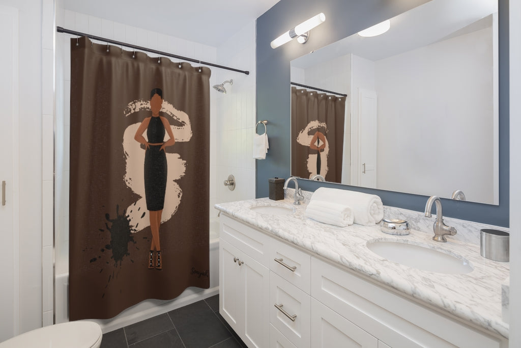 Lady In The Black Dress Shower Curtain