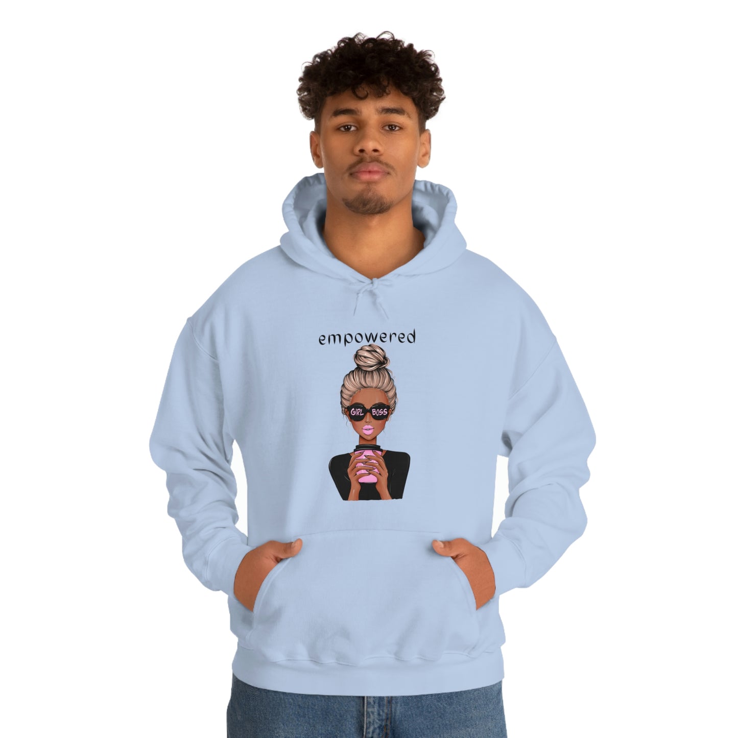 Empowered Girl (African American with blond hair) Boss Hooded Sweatshirt