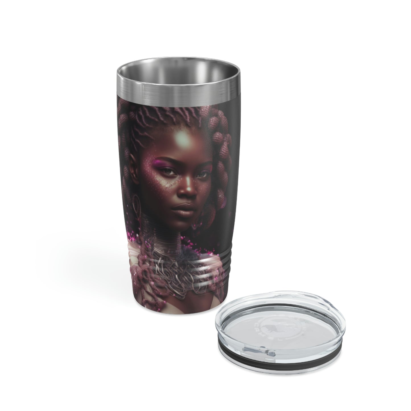 African Royalty Purples and Silvers Ringneck Tumbler (ARC Collection)