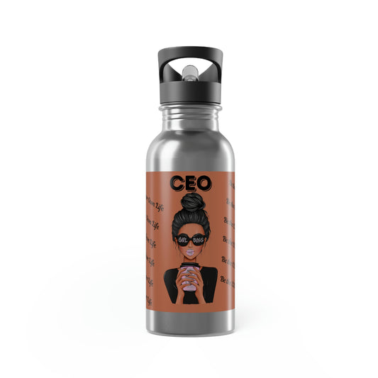 Be The CEO Of Your Own Life (African American) - Stainless Steel Water Bottle With Straw, 20oz